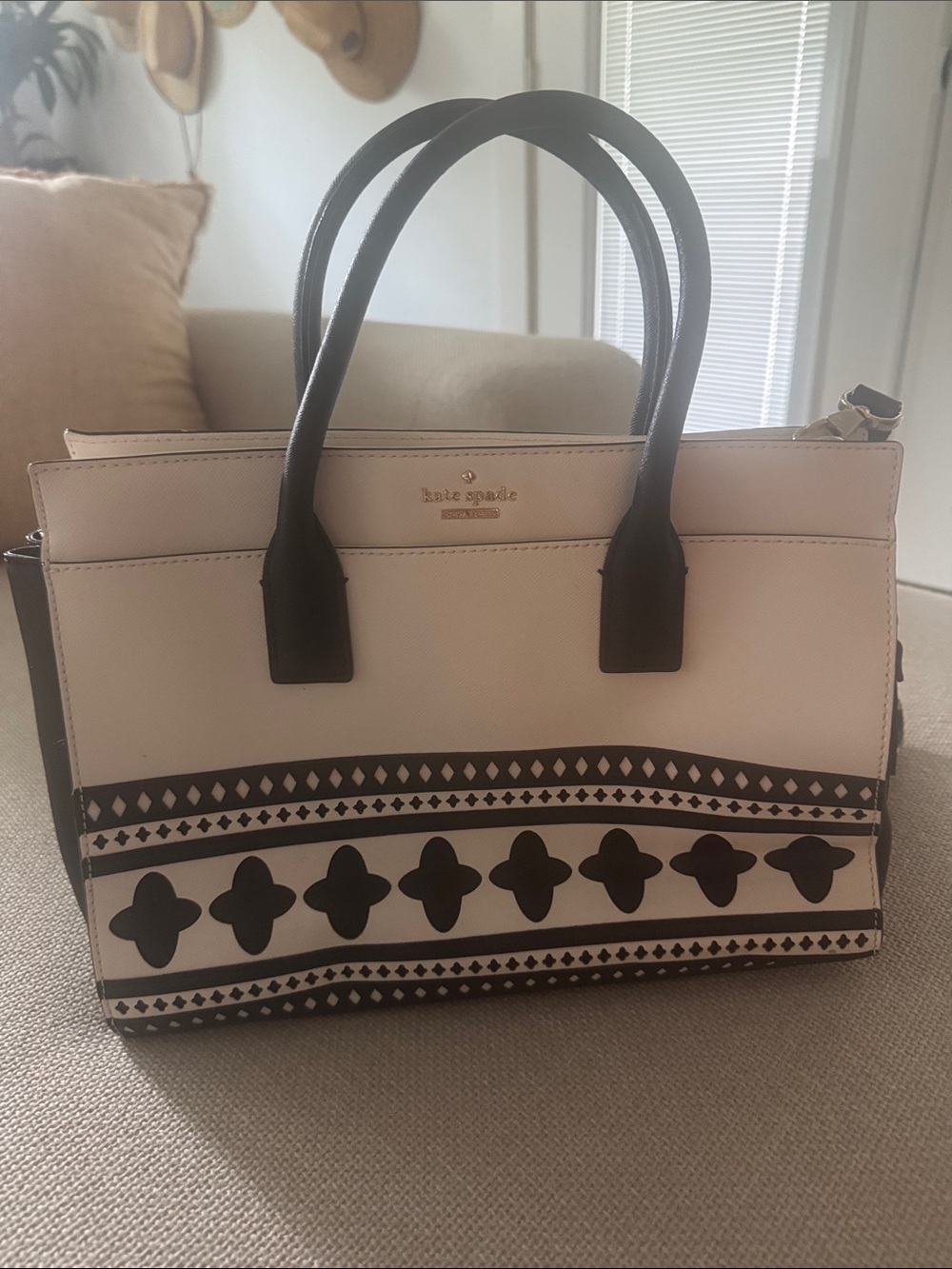 kate spade Cameron Street Satchel Black Patterned Tote